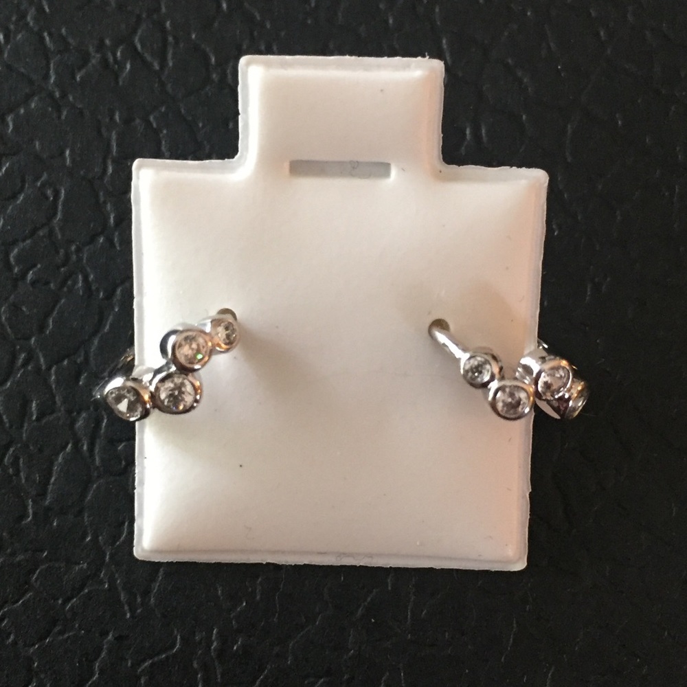 Beveled Crystal Ear Huggies. New!